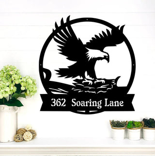 Eagle's Nest Monogram, Metal Wall Art Decor Laser Cut Metal Signs Custom Gift Ideas