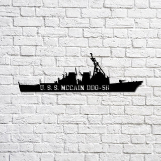 Uss Mccain Ddg56 Navy Ship Metal Sign, Memory Wall Metal Sign Gift For Navy Veteran, Navy Ships Silhouette Metal Sign Laser Cut Metal Signs Custom Gift Ideas