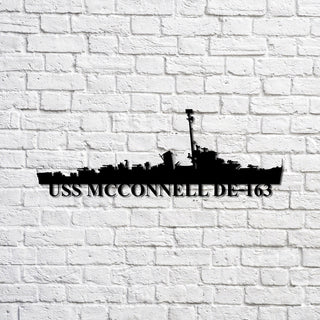 Uss Mcconnell De163 Navy Ship Metal Sign, Memory Wall Metal Sign Gift For Navy Veteran, Navy Ships Silhouette Metal Sign Laser Cut Metal Signs Custom Gift Ideas