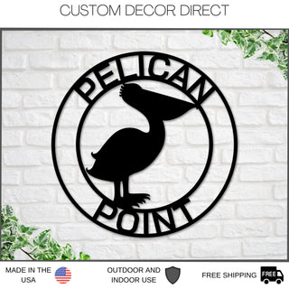 Personalized Metal Pelican Sign, Customizable Door Hanger Or Wall Art, Pelican Sign, Last Name Sign, Metal Sign, Lake Sign, Lake House Sign Laser Cut Metal Signs Custom Gift Ideas