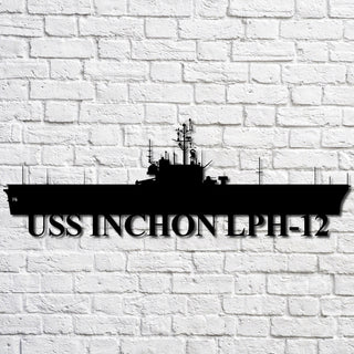 Uss Inchon Lph12 Navy Ship Metal Art, Custom Us Navy Ship Cut Metal Sign, Gift For Navy Veteran, Navy Ships Silhouette Metal Art, Navy Home Decor Laser Cut Metal Signs Custom Gift Ideas