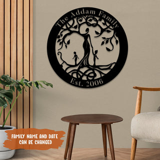 Custom Text Mother Tree Of Life Metal Sign, Steel Door Hanging Laser Cut Metal Signs Custom Gift Ideas