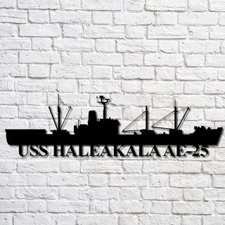 Uss Haleakala Ae25 Navy Ship Metal Art, Custom Us Navy Ship Cut Metal Sign, Gift For Navy Veteran, Navy Ships Silhouette Metal Art, Navy Home Decor Laser Cut Metal Signs Custom Gift Ideas