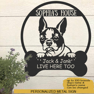 Boston Terrier's House Dog Lovers Personalized Metal Sign Laser Cut Metal Signs Custom Gift Ideas