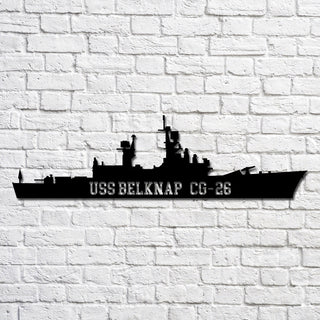 Uss Belknap Cg26 Navy Ship Metal Art, Custom Us Navy Ship Cut Metal Sign, Gift For Navy Veteran, Navy Ships Silhouette Metal Art, Navy Home Decor Laser Cut Metal Signs Custom Gift Ideas