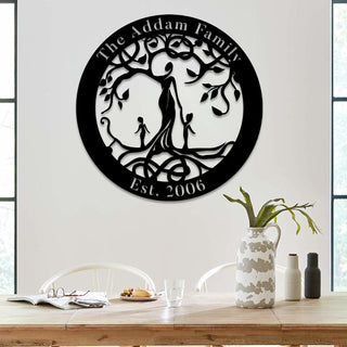 Custom Text Mother Tree Of Life Metal Sign, Steel Door Hanging Laser Cut Metal Signs Custom Gift Ideas