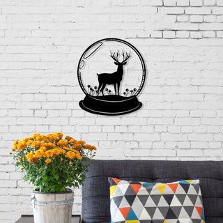 Deer Globe Modern for Animal Lovers Decor Wall Art Cut Metal Sign Laser Cut Metal Signs Custom Gift Ideas