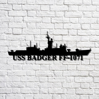 Uss Badger Ff1071 V2 Navy Ship Metal Art, Custom Us Navy Ship Cut Metal Sign, Gift For Navy Veteran, Navy Ships Silhouette Metal Art, Navy Home Decor Laser Cut Metal Signs Custom Gift Ideas