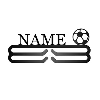 Personalized Soccer Medal Hanger Metal Wall Display Ribbon Hanger With Custom Name For Soccer Players Personalized Gift Laser Cut Metal Signs Custom Gift Ideas