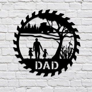 Custom Dad And Two Daughters Metal Art, Farm, Barn Decor Laser Cut Metal Signs Custom Gift Ideas