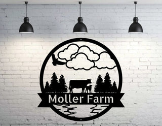 Metal Farm Sign , Cows Personalized Family Name Metal Sign Wedding Gift Personalized Gift Metal Wall Art, Laser Cut Metal Signs Custom Gift Ideas