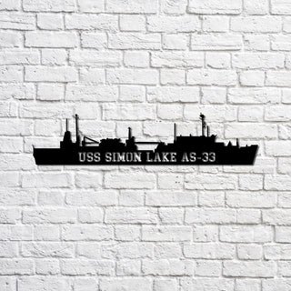 Aeticon PrintPrint Uss Simon Lake As33 Navy Ship Metal Sign, Memory Wall Metal Sign Gift For Navy Veteran, Navy Ships Silhouette Metal Sign Laser Cut Metal Signs Custom Gift Ideas