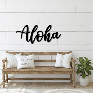 Aloha Metal Sign, Outdoor Aloha Wall Art, Aloha Wall Decor, Hawaiian Wall Decor, Hawaiian Wall Art, Custom Cursive Word, Wall Hanging Laser Cut Metal Signs Custom Gift Ideas