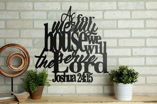 Joshua 24:15 Metal Verse Sign Verse Scripture Decor As For Me And My House, Cut Metal Sign, Wall Metal Art Laser Cut Metal Signs Custom Gift Ideas