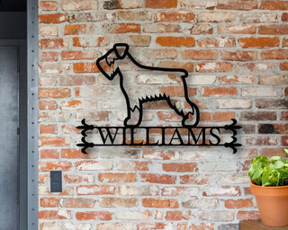 Personalized Metal Family Dog Sign, Metal House Number Dog Sign, Front Porch Sign, Address Sign, Metal Schnauzer Sign, Custom Schnauzer Sign Laser Cut Metal Signs Custom Gift Ideas