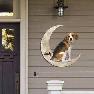 Beagle And Moon Funny Personalized Cut Metal Sign, Custom Christmas Gift Wall Decoration For Dog Lovers Laser Cut Metal Signs Custom Gift Ideas