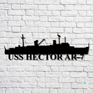 Uss Hector Ar7 Navy Ship Metal Art, Custom Us Navy Ship Cut Metal Sign, Gift For Navy Veteran, Navy Ships Silhouette Metal Art, Navy Home Decor Laser Cut Metal Signs Custom Gift Ideas