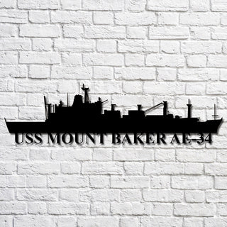 Uss Mount Baker Ae34 Navy Ship Metal Art, Gift For Navy Veteran, Navy Ships Silhouette Metal Art, Navy Home Decor Laser Cut Metal Signs Custom Gift Ideas