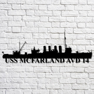 Uss Mcfarland Avd 14 Navy Ship Metal Art, Custom Us Navy Ship Cut Metal Sign, Gift For Navy Veteran, Navy Ships Silhouette Metal Art, Navy Home Decor Laser Cut Metal Signs Custom Gift Ideas