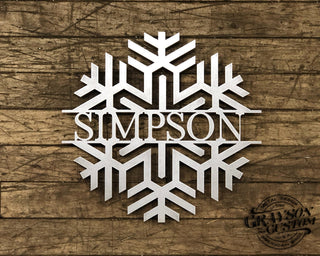 Custom Monogram Modern Snowflake Personalized Name Sign Farmhouse Decor Christmas Gift Metal Word Art Custom Holiday Decor Laser Cut Metal Signs Custom Gift Ideas