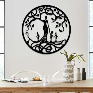 Mom And Three Children Tree Of Life Metal Art, Mother's Day Gift Laser Cut Metal Signs Custom Gift Ideas