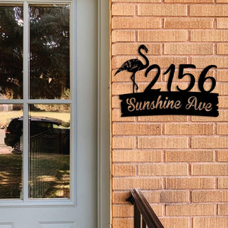 Personalized Address Flamingo Metal Art, Steel Door Hanging Laser Cut Metal Signs Custom Gift Ideas