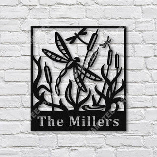 Personalized Dragonfly In Lake, Pond Metal Sign, Steel Wall Hanging Gift, Metal Laser Cut Metal Signs Custom Gift Ideas