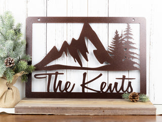 Mountain Family Name Sign, Custom Name Sign, Personalized Name Sign, Metal Wall Art, Name Sign, Wedding Gift, Sign, Laser Cut Metal Signs Custom Gift Ideas