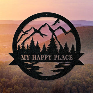 My Happy Place Mountain Cut Metal Sign Laser Cut Metal Signs Custom Gift Ideas