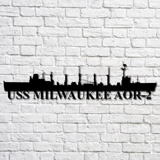 Uss Milwaukee Aor2 Navy Ship Metal Art, Gift For Navy Veteran, Navy Ships Silhouette Metal Art, Navy Home Decor Laser Cut Metal Signs Custom Gift Ideas