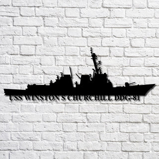 Uss Winston S Churchill Ddg81 Navy Ship Metal Art, Custom Us Navy Ship Cut Metal Sign, Gift For Navy Veteran, Navy Ships Silhouette Metal Art, Navy Home Decor Laser Cut Metal Signs Custom Gift Ideas