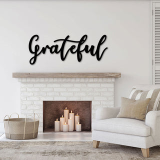 Grateful Metal Wall Sign, Grateful Cursive Word Art Sign, Farmhouse Style Wall Decor, Personalized Cursive Sign, Custom Metal Word Sign Laser Cut Metal Signs Custom Gift Ideas