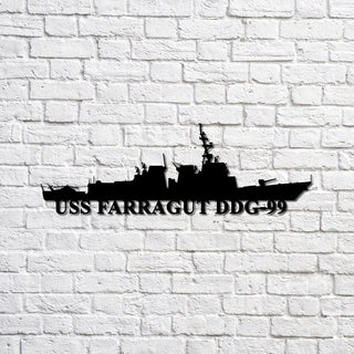 Uss Farragut Ddg99 Navy Ship Metal Sign, Memory Wall Metal Sign Gift For Navy Veteran, Navy Ships Silhouette Metal Sign Laser Cut Metal Signs Custom Gift Ideas