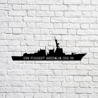 Uss Forrest Sherman Ddg98 Navy Ship Metal Sign, Memory Wall Metal Sign Gift For Navy Veteran, Navy Ships Silhouette Metal Sign Laser Cut Metal Signs Custom Gift Ideas