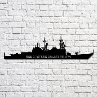 Uss Compte De Grasse Dd 974 Navy Ship Metal Art, Custom Us Navy Ship Cut Metal Sign, Gift For Navy Veteran, Navy Ships Silhouette Metal Art, Navy Home Decor Laser Cut Metal Signs Custom Gift Ideas