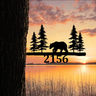 Personalized Address Bear Metal Tree Stake, Bear Animals Metal Sign Laser Cut Metal Signs Custom Gift Ideas