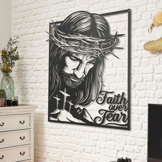 Jesus Faith over fair Cut Metal Sign