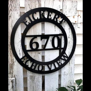 Hanging Address Sign, House Number, Street Welcome Decor, Front Porch Or Door Personalized Circle Design, Great Housewarming Gift Laser Cut Metal Signs Custom Gift Ideas