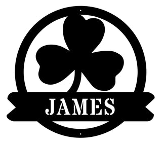 Lucky Shamrock Personalized 3 Leaf Clover Metal Monogram Irish Family Sign Family Name Sign Laser Cut Metal Signs Custom Gift Ideas