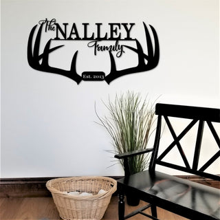 Custom Antler Last Name Sign, Personalized Family Sign With Established Year, Metal Deer Antlers, Family Home Decor, Anniversary Gift Laser Cut Metal Signs Custom Gift Ideas