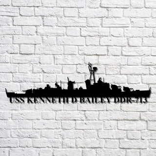 Aeticon PrintPrint Uss Kenneth D Bailey Ddr713 Navy Ship Metal Art, Custom Us Navy Ship Cut Metal Sign, Gift For Navy Veteran, Navy Ships Silhouette Metal Art, Navy Home Decor Laser Cut Metal Signs Custom Gift Ideas