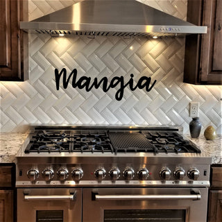 Mangia Sign Kitchen Metal Wall Art, Mangia Kitchen Sign, Italian Kitchen Decor, Eat Sign Kitchen Wall Decor, Italian Gifts Wall Words Laser Cut Metal Signs Custom Gift Ideas