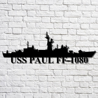 Uss Paul Ff1080 Navy Ship Metal Art, Gift For Navy Veteran, Navy Ships Silhouette Metal Art, Navy Home Decor Laser Cut Metal Signs Custom Gift Ideas