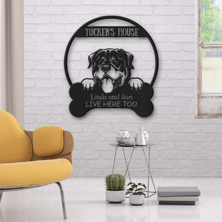 Rottweiler's House Dog Lovers Personalized Metal Sign Laser Cut Metal Signs Custom Gift Ideas