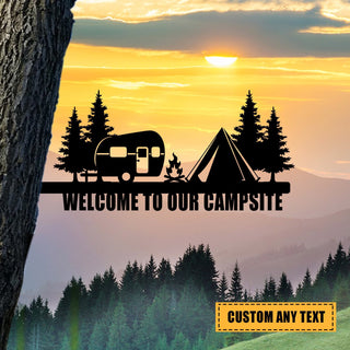 Customized Camping Metal Tree Stake, Tree Metal Sign Laser Cut Metal Signs Custom Gift Ideas