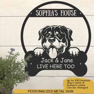 Rottweiler's House Dog Lovers Personalized Metal Sign Laser Cut Metal Signs Custom Gift Ideas