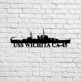 Uss Wichita Ca45 Navy Ship Metal Sign, Memory Wall Metal Sign Gift For Navy Veteran, Navy Ships Silhouette Metal Sign Laser Cut Metal Signs Custom Gift Ideas