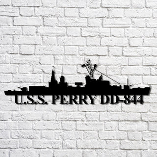 U.s.s. Perry Dd844 Navy Ship Metal Art, Custom Us Navy Ship Cut Metal Sign, Gift For Navy Veteran, Navy Ships Silhouette Metal Art, Navy Home Decor Laser Cut Metal Signs Custom Gift Ideas