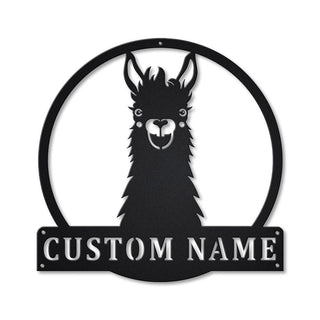 Personalized Llama Animal Monogram Metal Sign Art , Custom Llama Metal Sign, Llama Animal Lover Sign Decoration For Living Room Laser Cut Metal Signs Custom Gift Ideas