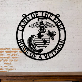 Personalized Land Of The Free Home Of A Veteran Us Marines Metal Sign, Metal Laser Cut Metal Signs Custom Gift Ideas